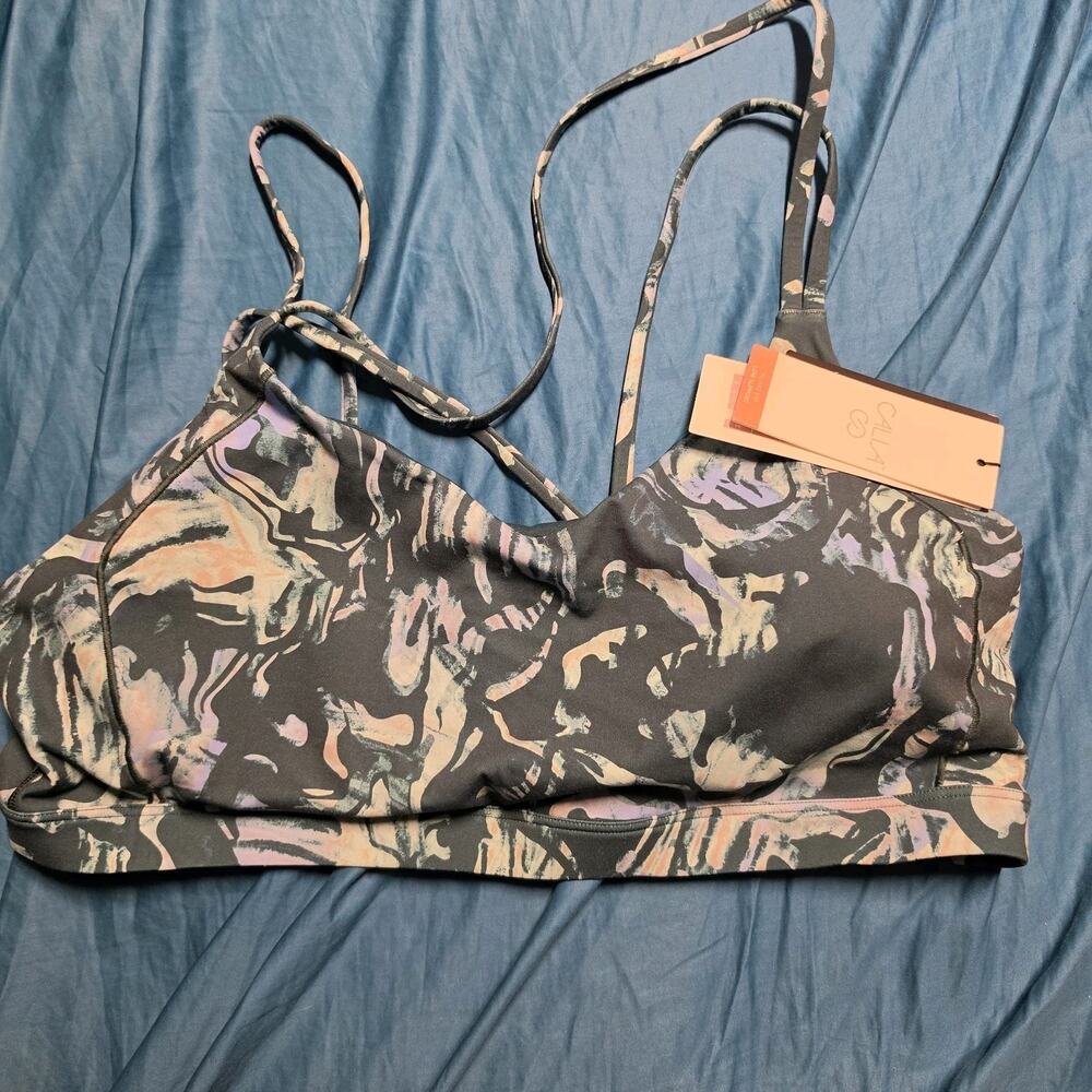 NWT CALIA Women's Inspire Low Support Sports Bra XXL Moss Print Sea Green